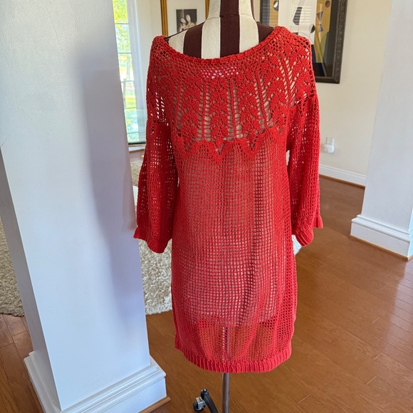 Anthropologie Korovilas Isabel Crochet Dress Small Nude Lined Boho Beachy - Picture 3 of 15